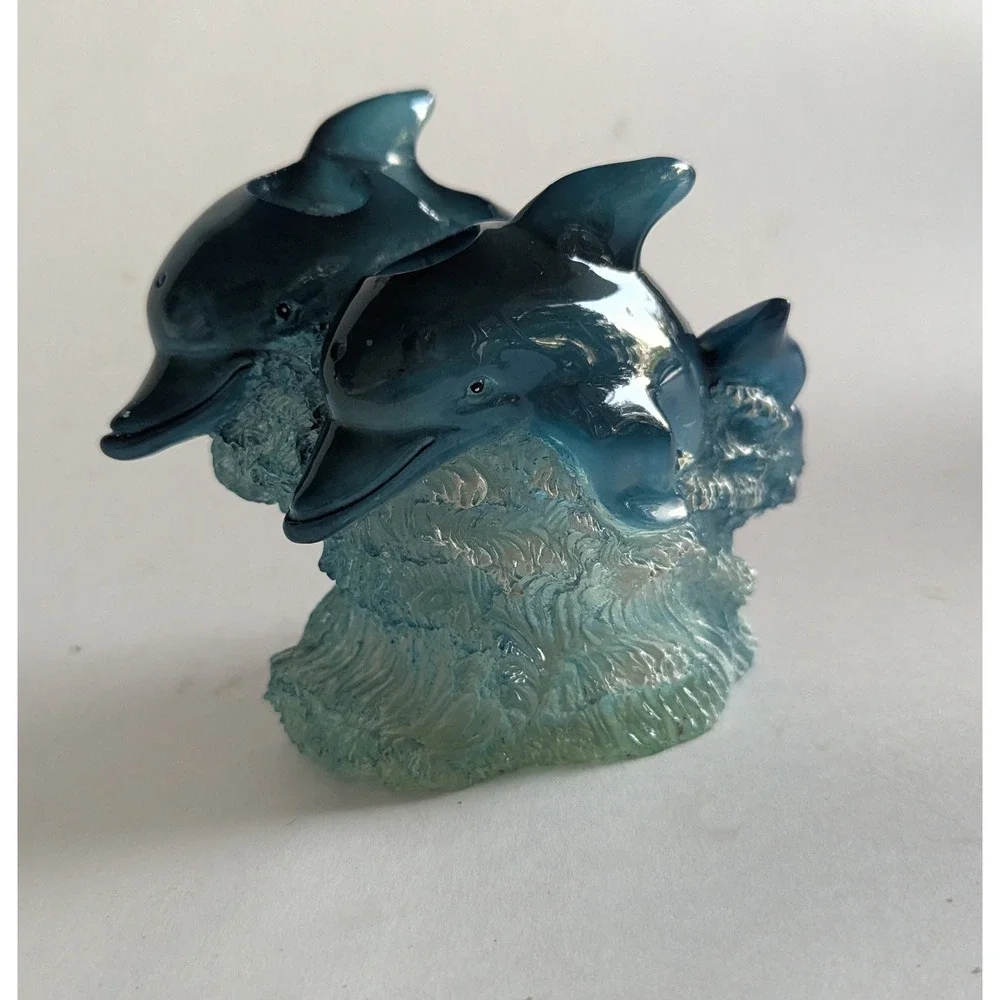 Allure 2000 Vintage Blue Dolphin Resin Bathroom Set 4 Piece Ocean Theme
